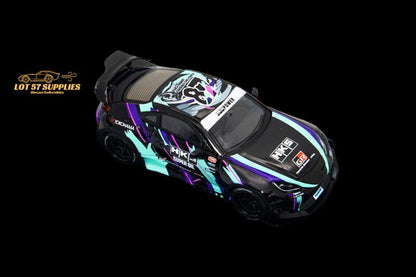 Diecast Toyota GR86 model in Fuji Rocket Bunny Pandem HKS livery, detailed 1:64 scale toy car from Lot57Supplies Diecast Shop