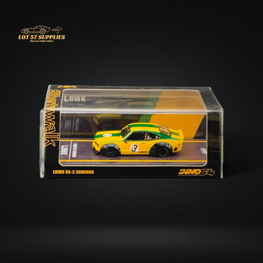 Inno64 Mazda RX-3 Savanna LBWK Yellow Green #3 1:64 - Evergreen Kings