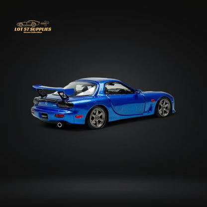 Metallic blue Mazda RX-7 FD3S diecast car 1:64 scale from Lot57Supplies Diecast Shop, detailed miniature model of the classic sports car.