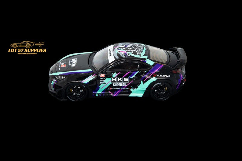 Diecast Toyota GR86 model by Lot57Supplies featuring Fuji Rocket Bunny Pandem HKS livery, detailed 1:64 scale collectible car.