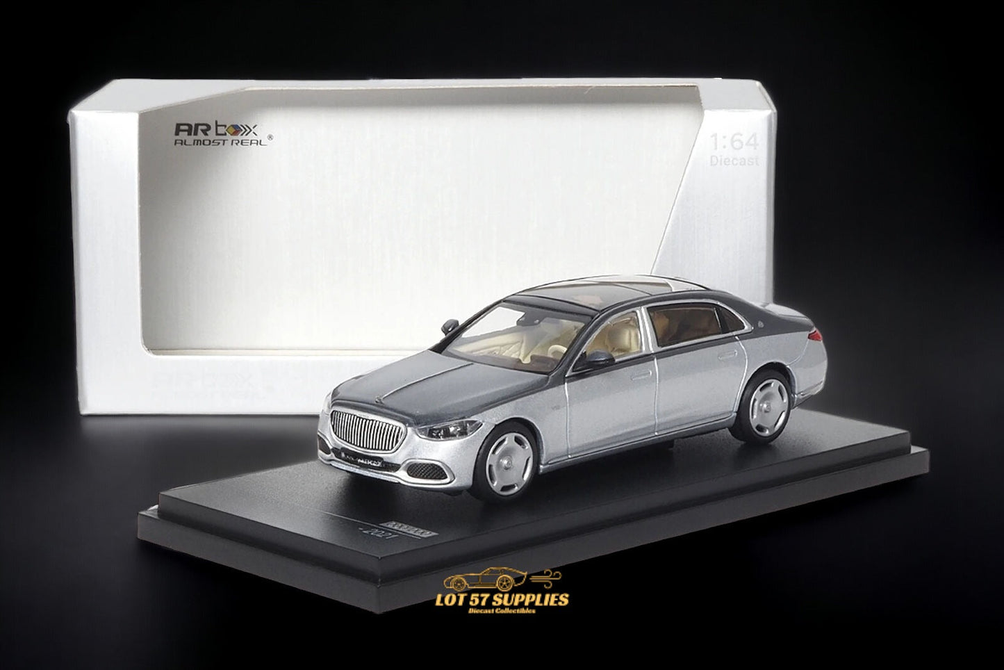AR BOX Mercedes-Benz Maybach W223 Grey/Hightech Silver 1:64 - Evergreen Kings