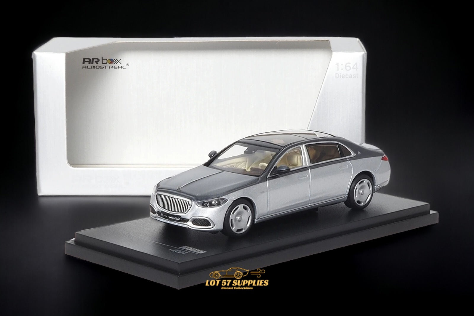 AR BOX Mercedes-Benz Maybach W223 Grey/Hightech Silver 1:64 - Evergreen Kings