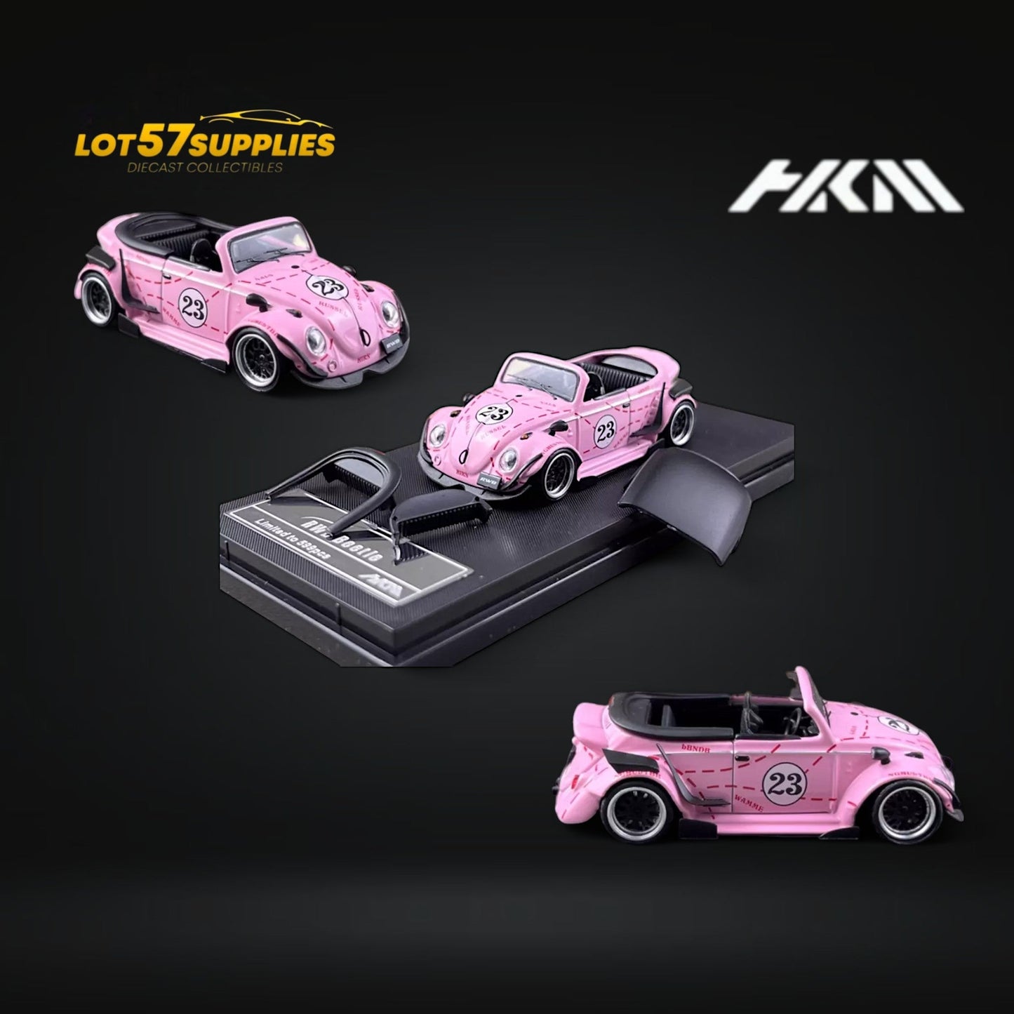Pink VW Beetle diecast model with Pig Livery, 1:64 scale, detailed miniature car from Lot57Supplies Diecast Shop