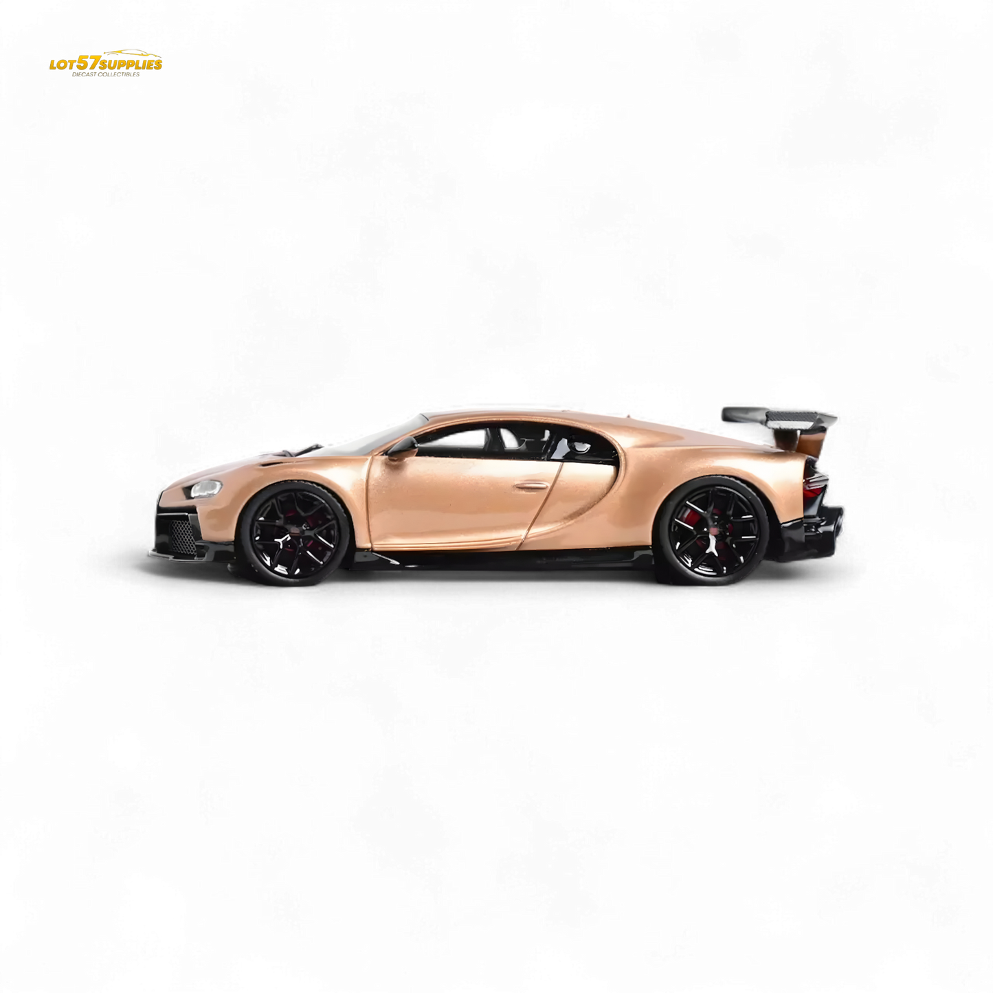 Diecast Bugatti Chiron Pur Sport model by Lot57Supplies, 1:64 scale, detailed miniature car with sleek blue body and aerodynamic design.