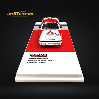 Mitsubishi Starion Macau Guia Race 1988 diecast model car in 1:64 scale, detailed replica with race livery and branding.