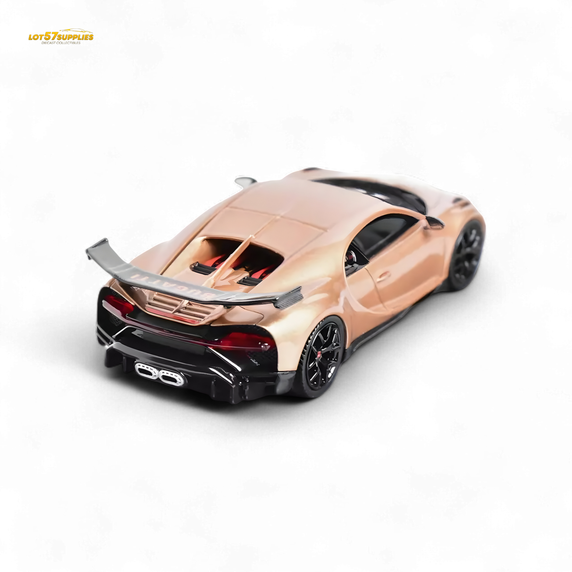 Detailed image of a red YM Model Bugatti Chiron Pur Sport 1:64 diecast car, showcasing its sleek design and iconic Bugatti features.