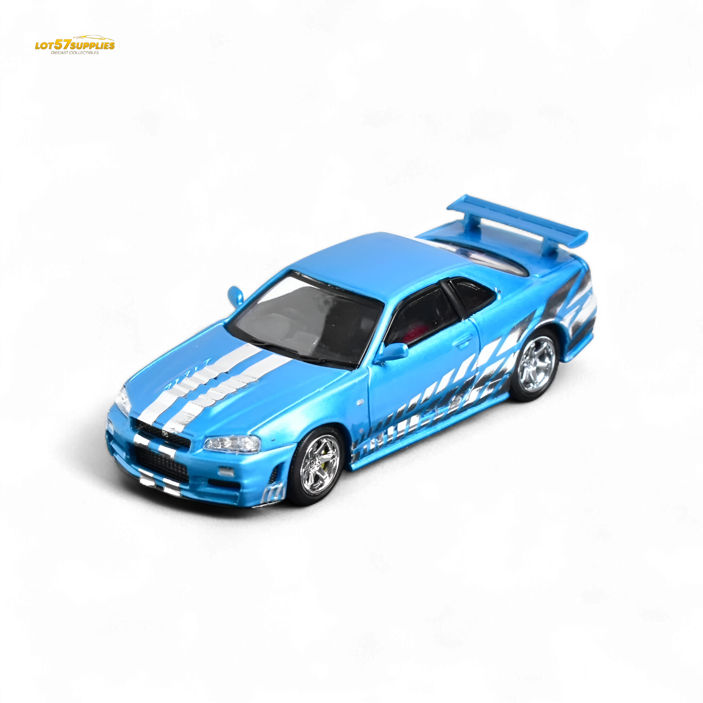 Stance Hunters Skyline GT-R R34 Z-Tune Chrome Blue 1:64 - Evergreen Kings