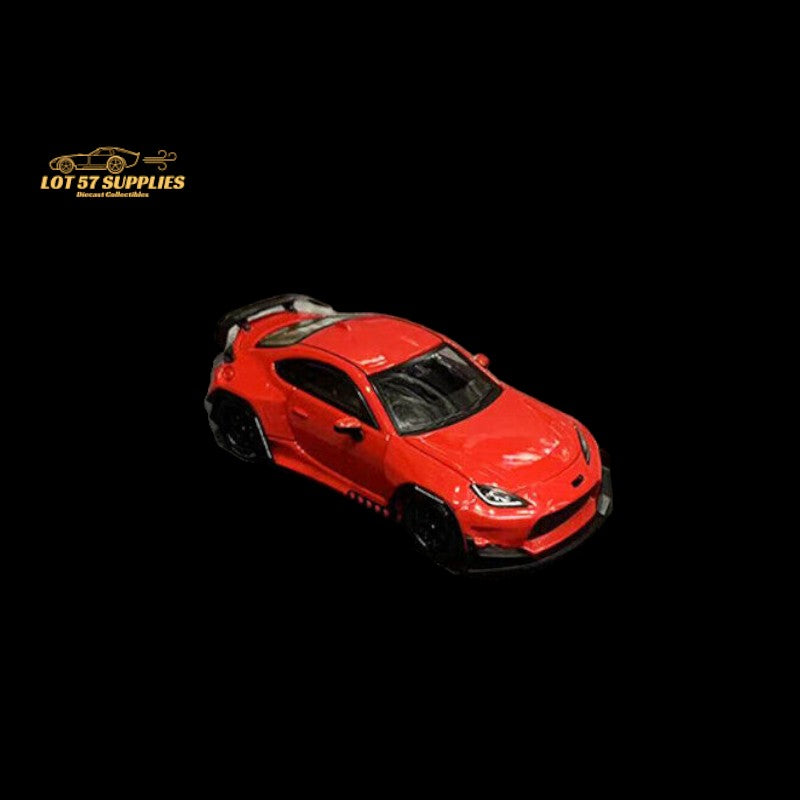Red Fuji Toyota GR86 diecast model with Rocket Bunny Pandem body kit, detailed scale 1:64, by Lot57Supplies Diecast Shop.