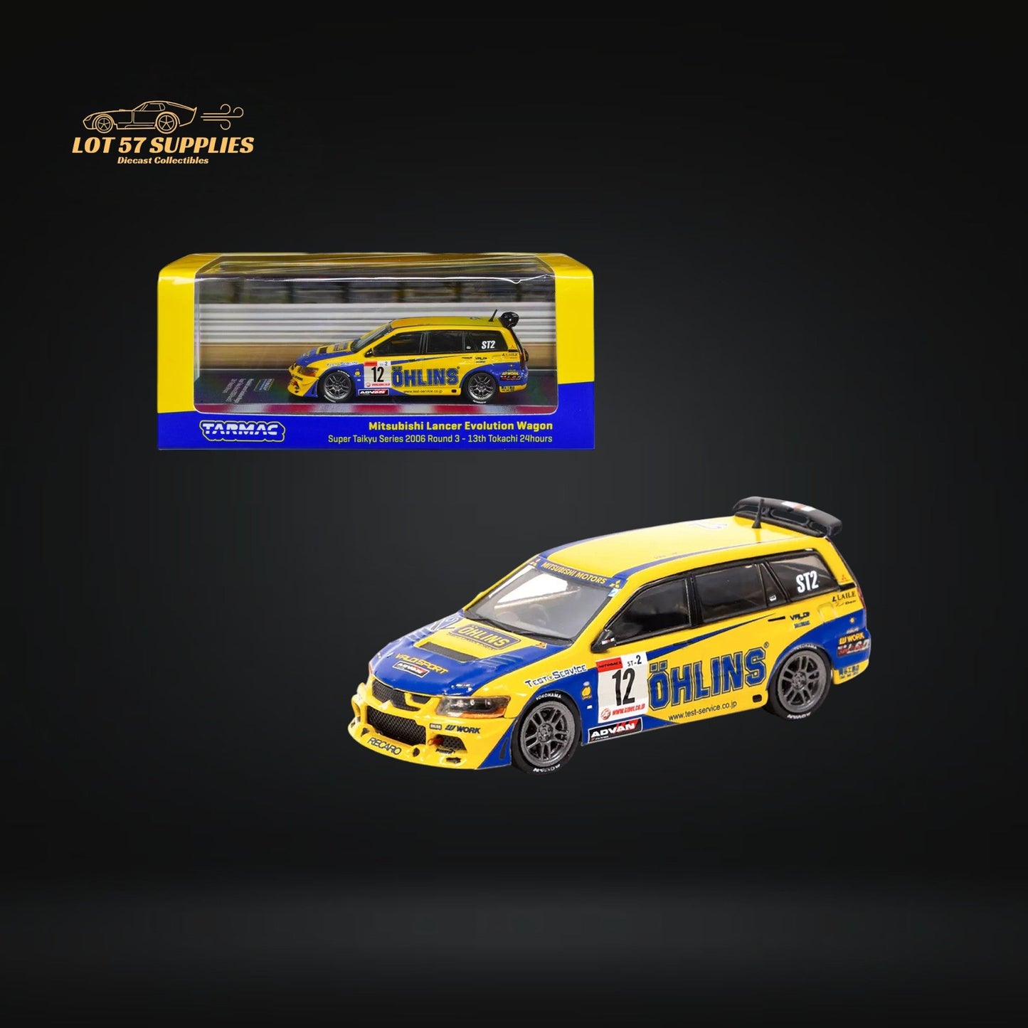 Tarmac Works Mitsubishi Lancer Evolution Wagon Ohlins 1:64 - Evergreen Kings