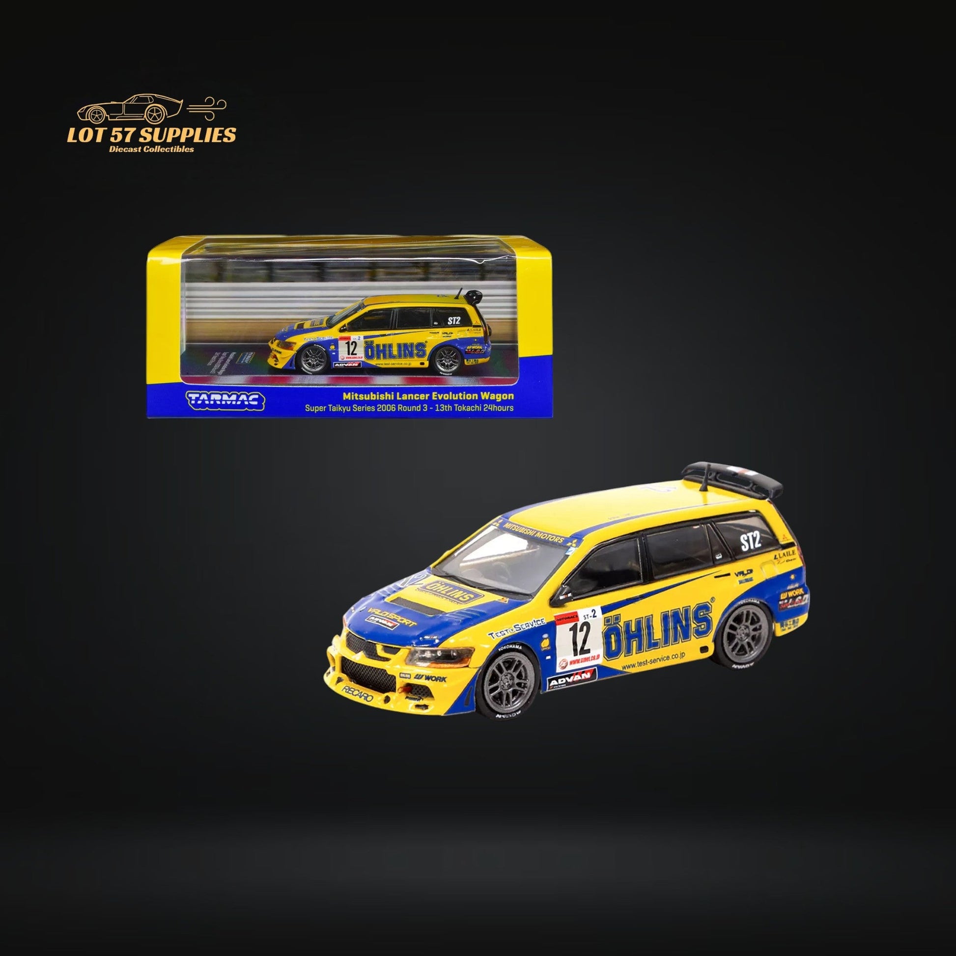 Tarmac Works Mitsubishi Lancer Evolution Wagon Ohlins 1:64 - Evergreen Kings