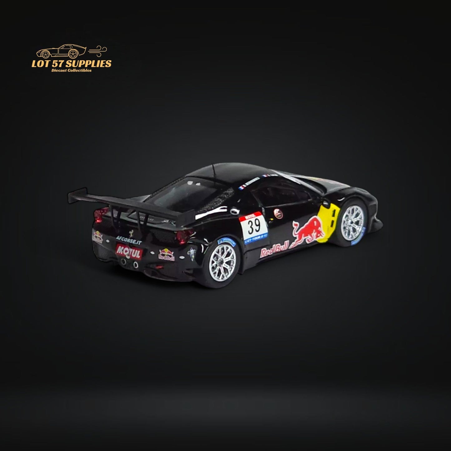 Red Ferrari Flame LB458GT wide-body 1:64 resin diecast model, detailed miniature car for collectors.