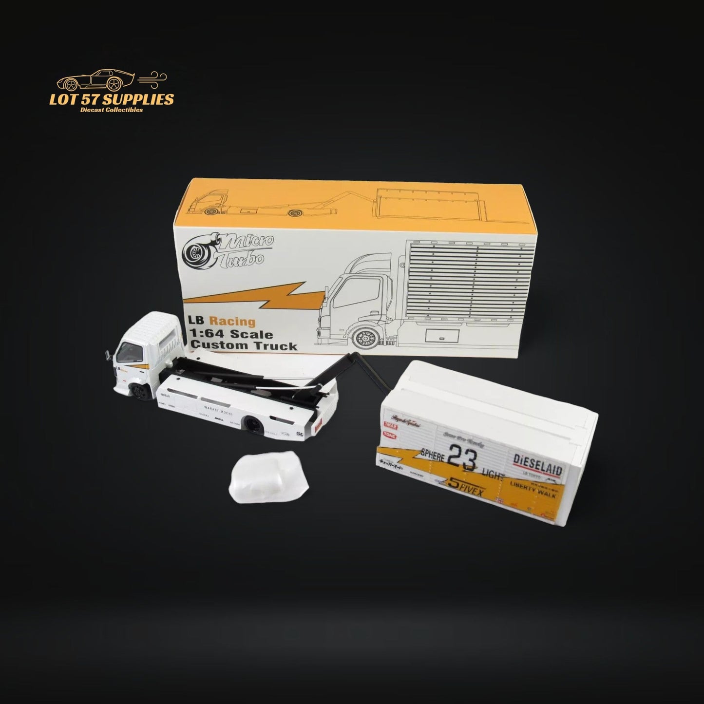 Hino 300 LBWK MicroTurbo silhouette lighting diecast model in 1:64 scale with detailed cab and lighting features.