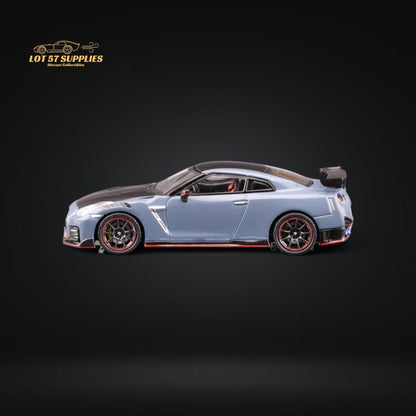 Nissan Skyline GT-R R35 Nismo diecast model in stealth gray, 1:64 scale, from Lot57Supplies Diecast Shop.