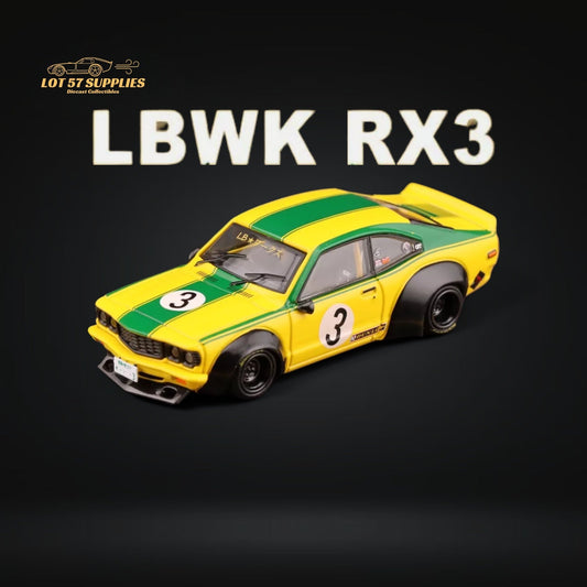 Inno64 Mazda RX-3 Savanna LBWK Yellow Green #3 1:64 - Evergreen Kings