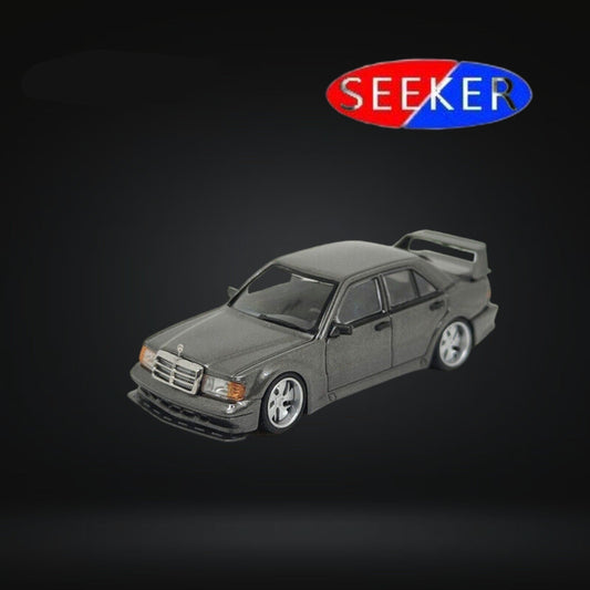 Metallic grey Mercedes-Benz 190E 2.5-16 Evolution diecast car, 1:64 scale, detailed model from Lot57Supplies Diecast Shop.