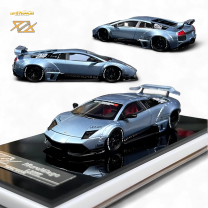Lamborghini Murcielago LBWK diecast model in ice blue, 1:64 scale, detailed miniature collectible from Lot57Supplies Diecast Shop.
