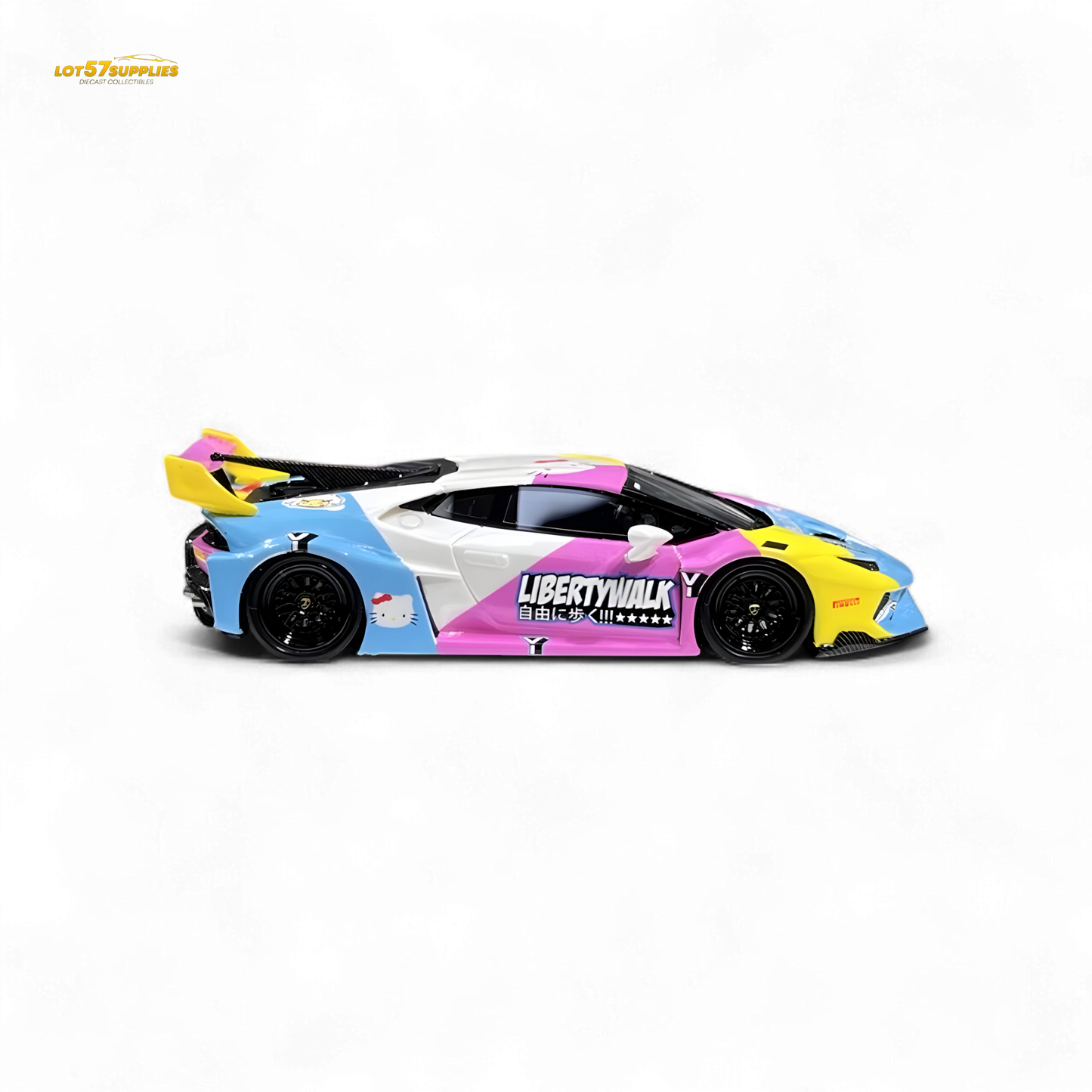 Lamborghini Huracan LP610-4 widebody diecast model in orange resin, 1:64 scale, with detailed exterior features.