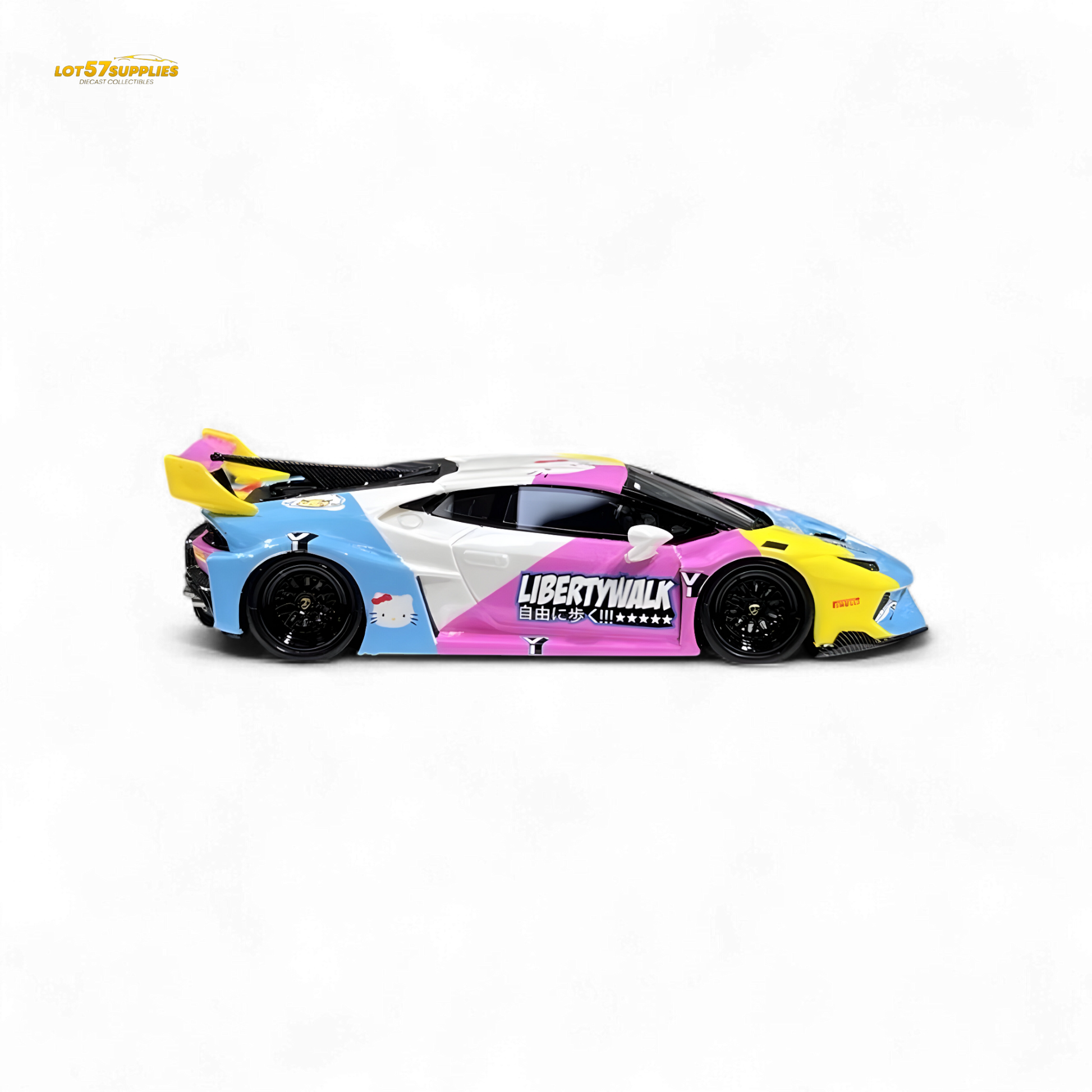 Lamborghini Huracan LP610-4 widebody diecast model in orange resin, 1:64 scale, with detailed exterior features.