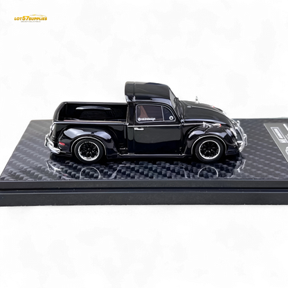 Black YM Model Volkswagen Beetle Pickup Truck diecast toy in 1:64 scale, detailed model from Lot57Supplies Diecast Shop.