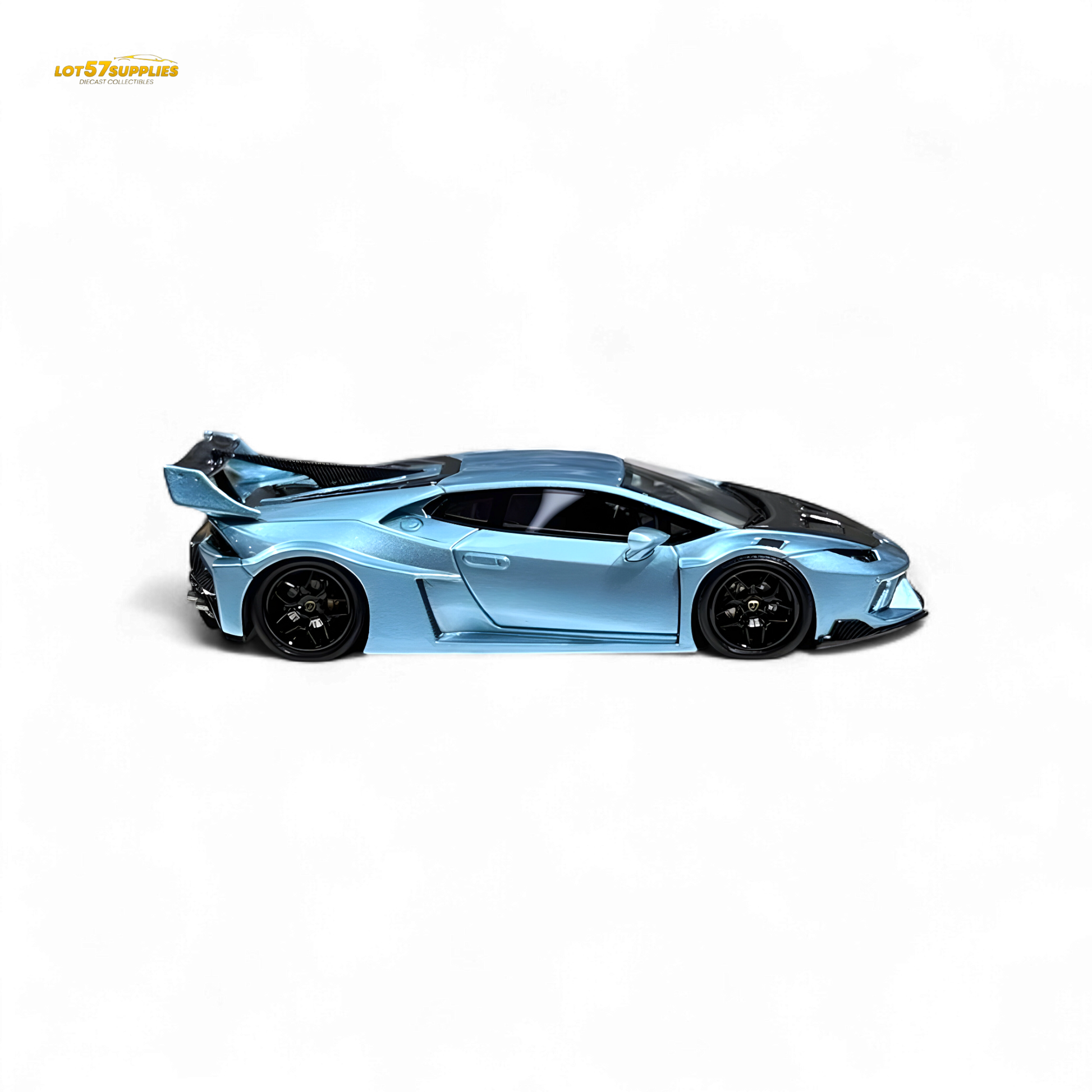 Blue Lamborghini Huracan LP610-4 diecast model in 1:64 scale, detailed blue Lamborghini car with sleek design.