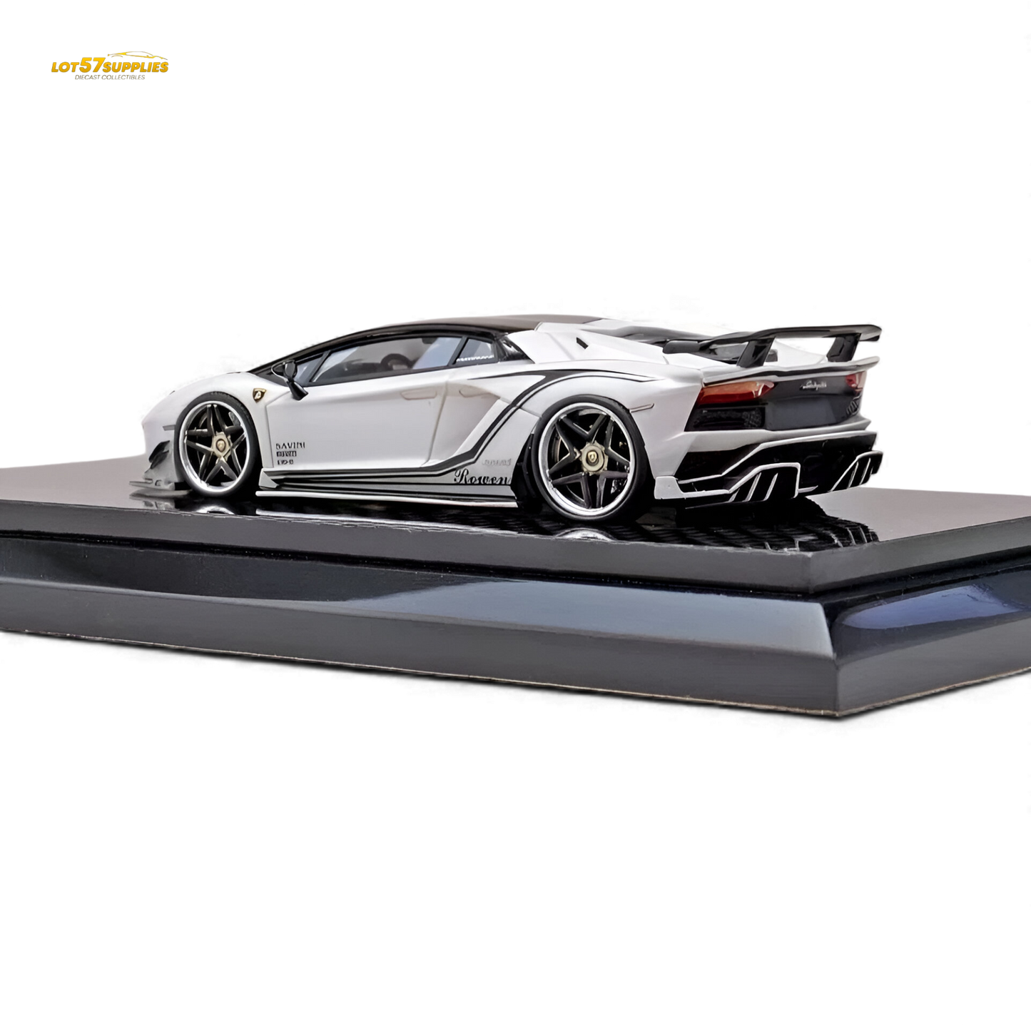 White YM Model Lamborghini Aventador S Rowen diecast car in 1:64 scale, detailed miniature collectible from Lot57Supplies Diecast Shop.