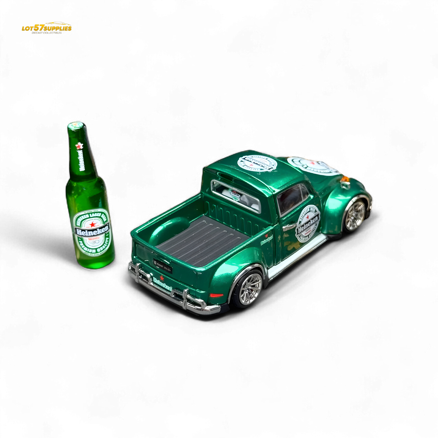Liberty 64 VW Beetle Pickup diecast model in Heineken livery, detailed 1:64 scale Volkswagen vehicle by Lot57Supplies Diecast Shop