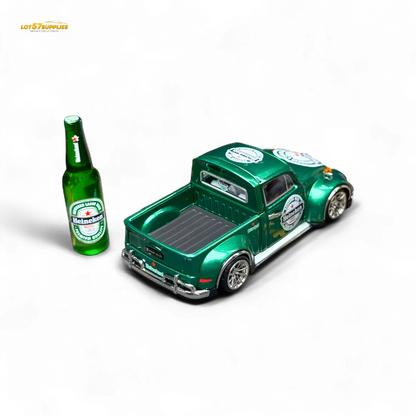 Liberty 64 VW Beetle Pickup diecast model in Heineken livery, detailed 1:64 scale Volkswagen vehicle by Lot57Supplies Diecast Shop