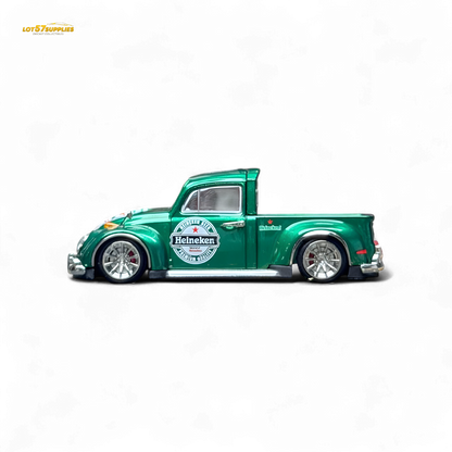Diecast Liberty 64 VW Beetle Pickup in Heineken livery, detailed 1:64 scale model by Lot57Supplies Diecast Shop