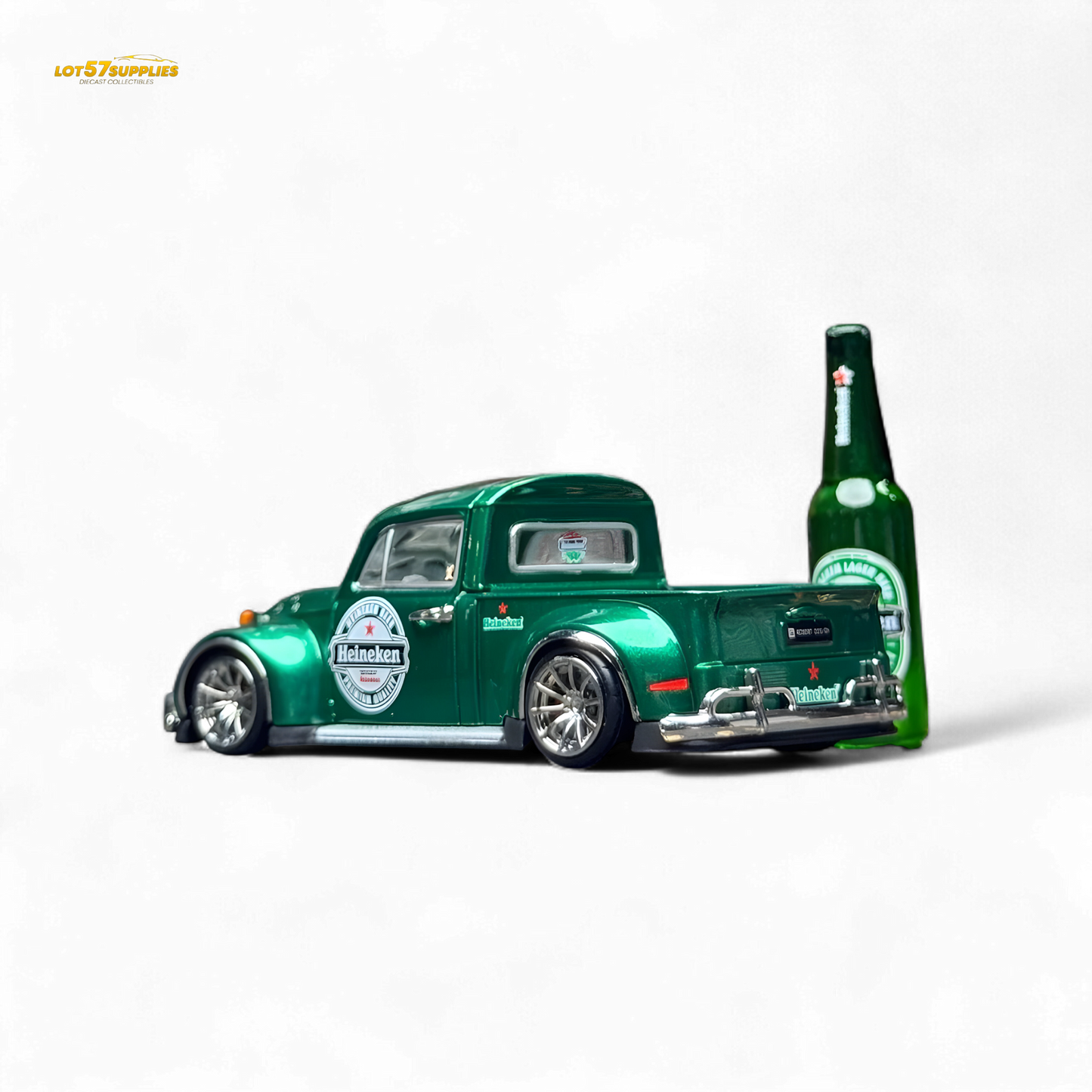 Diecast Liberty 64 VW Beetle Pickup model in Heineken livery, detailed Volkswagen toy car from Lot57Supplies Diecast Shop