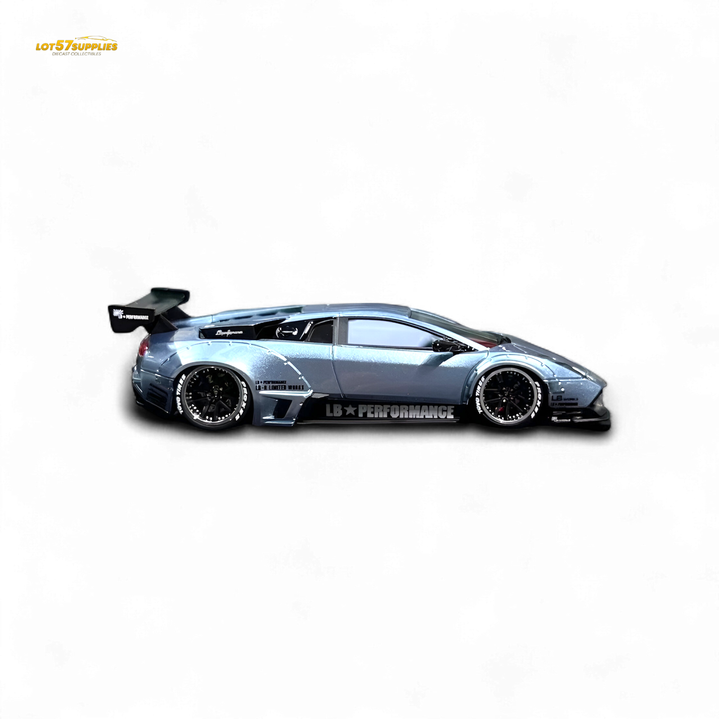 Lamborghini Murcielago LBWK 1:64 diecast model in ice blue with detailed features, perfect for collectors and enthusiasts.
