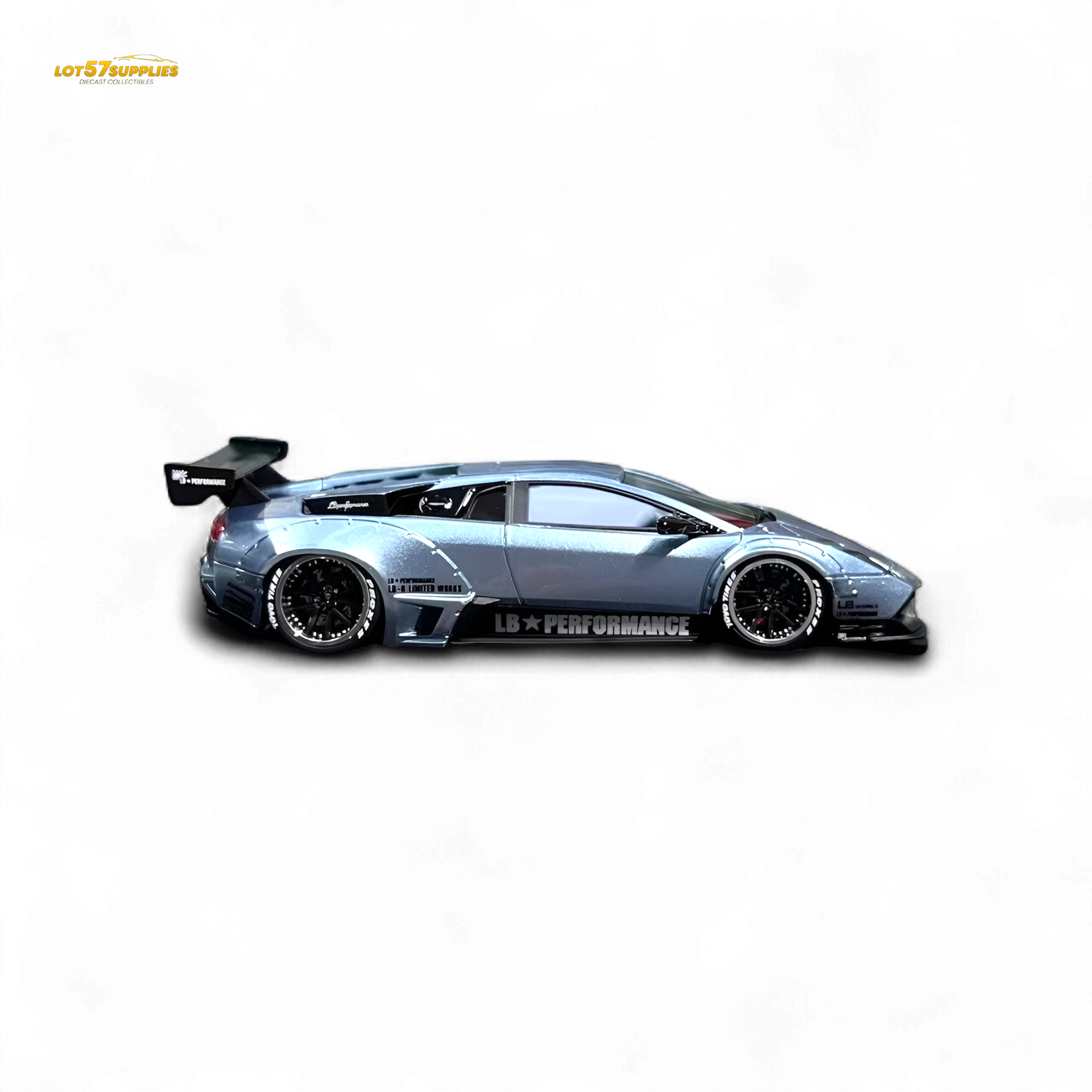 Lamborghini Murcielago LBWK 1:64 diecast model in ice blue with detailed features, perfect for collectors and enthusiasts.