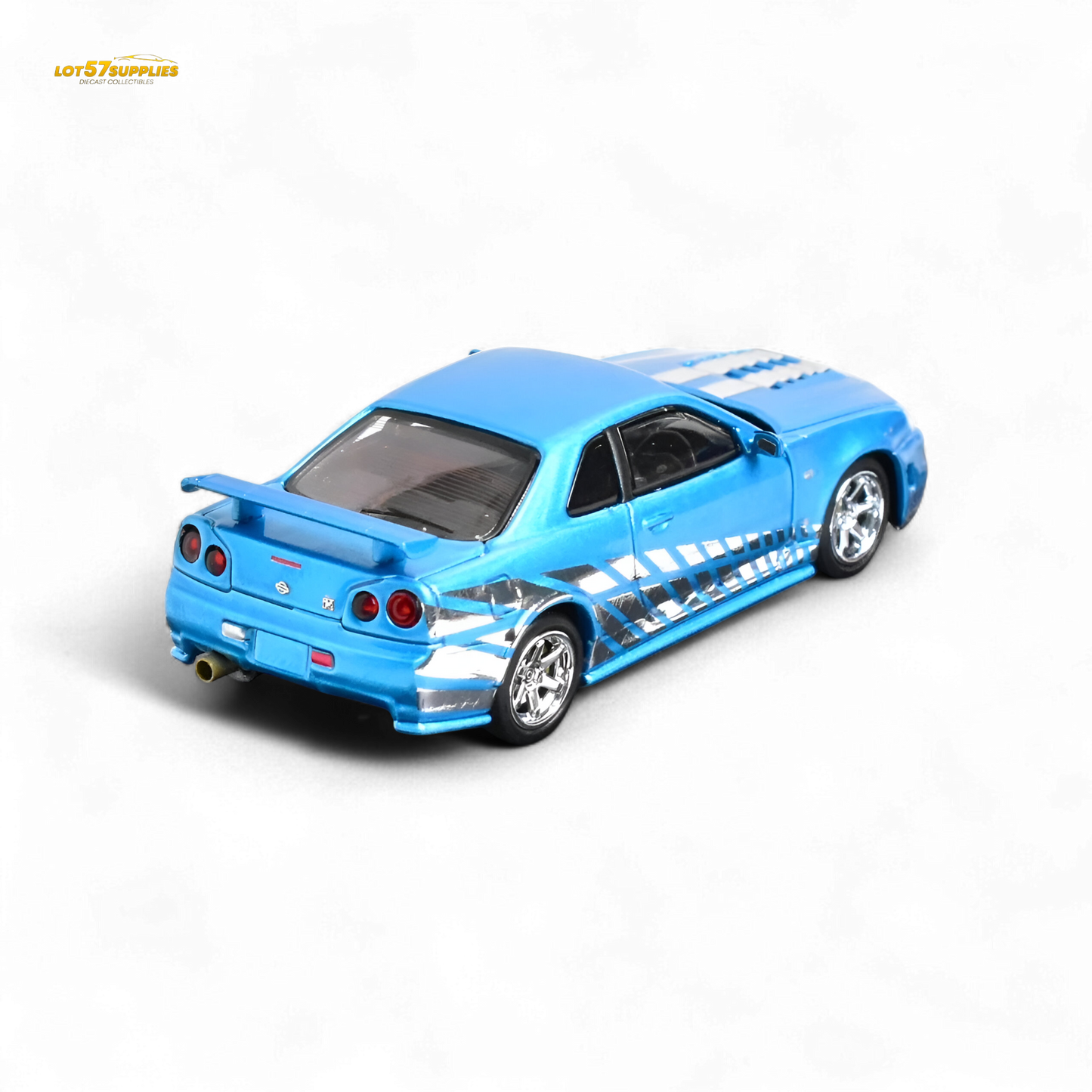 Stance Hunters Skyline GT-R R34 Z-Tune Chrome Blue 1:64 - Evergreen Kings