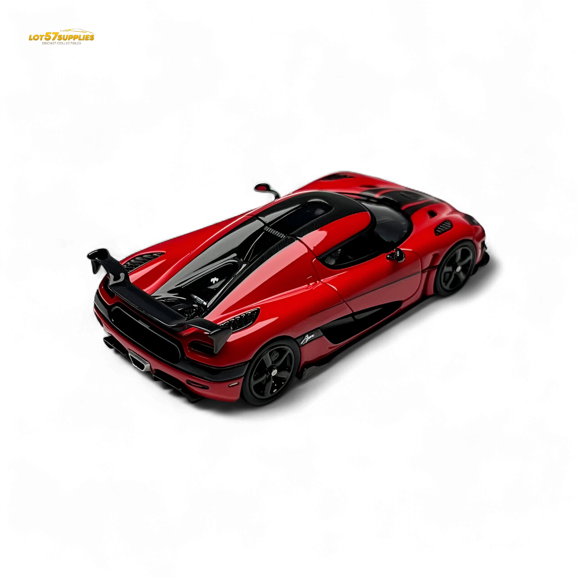 Red Lot57Supplies Diecast Shop Agera RS 1:64 scale model car, detailed miniature replica of the high-performance sports car.