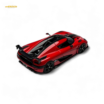 Red Lot57Supplies Diecast Shop Agera RS 1:64 scale model car, detailed miniature replica of the high-performance sports car.