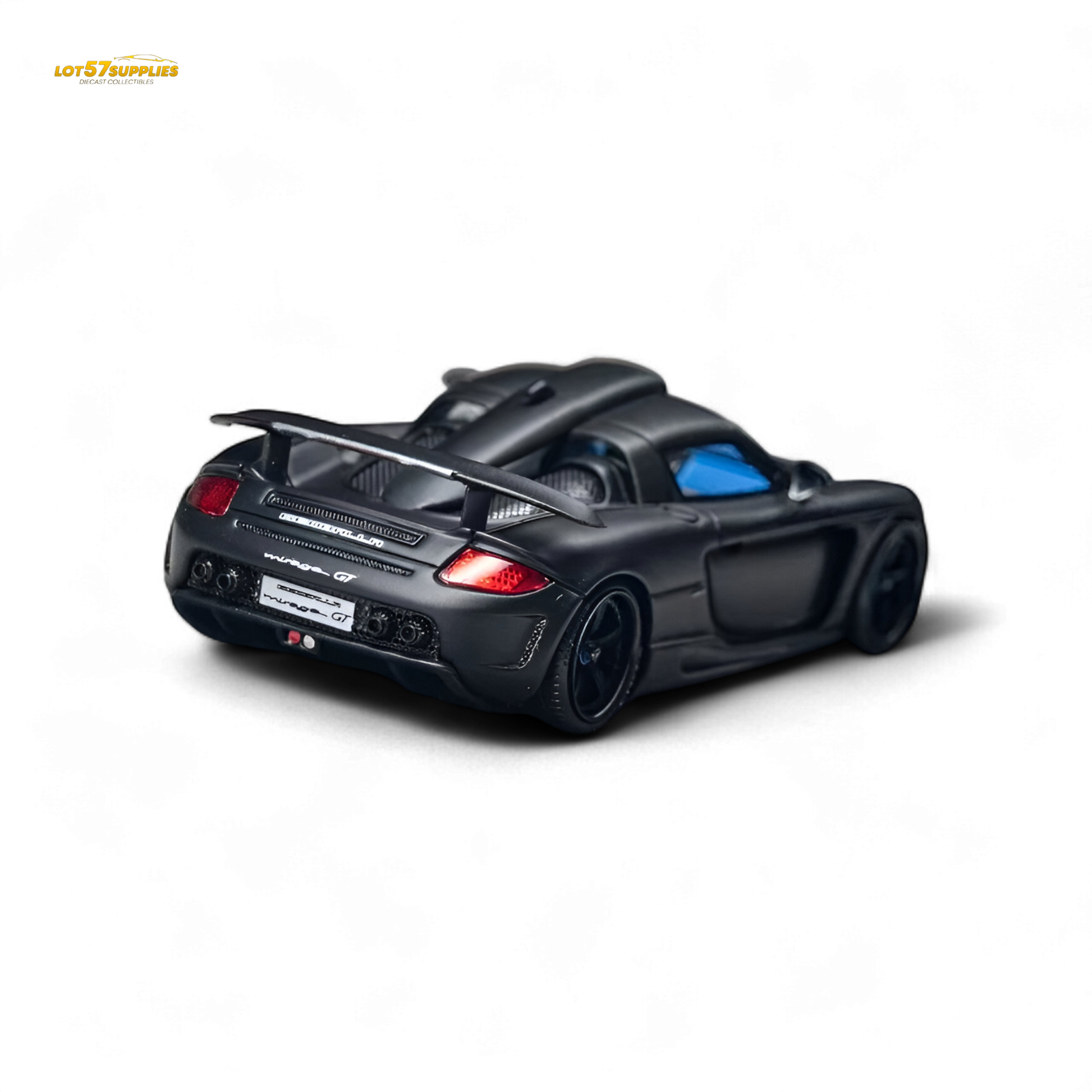 Gemballa Mirage GT diecast model in matte black, 1:64 scale, resin construction, detailed car replica.