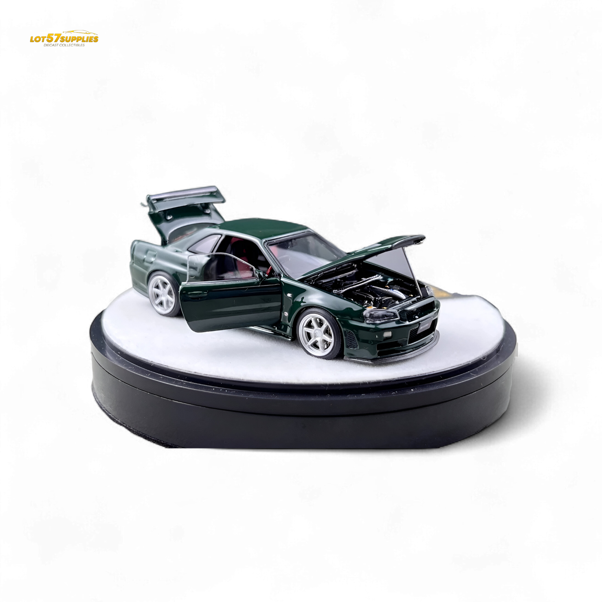 PGM Nissan GTR R34 Z-TUNE - British Green 1:64 Luxury Box 1:64 - Evergreen Kings