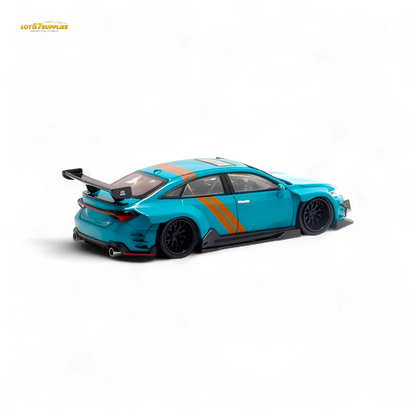 Green LMF Toyota Avalon diecast model in modified concept livery, 1:64 scale, showcasing detailed design and vibrant green paint.