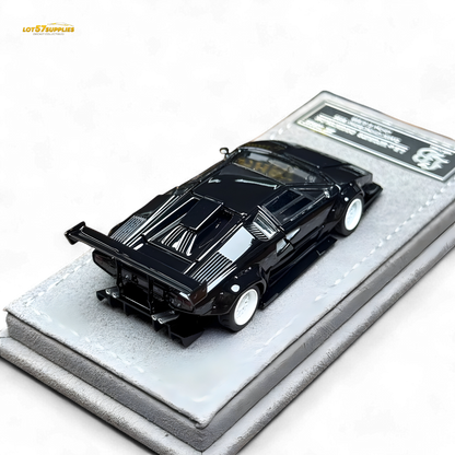Lamborghini Countach LBWK diecast model with black and white wheels, detailed miniature car in 1:64 scale, by Lot57Supplies Diecast Shop