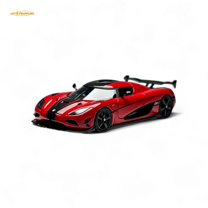Red Lot57Supplies Diecast Agera RS model car in 1:64 scale with detailed features and sleek design.