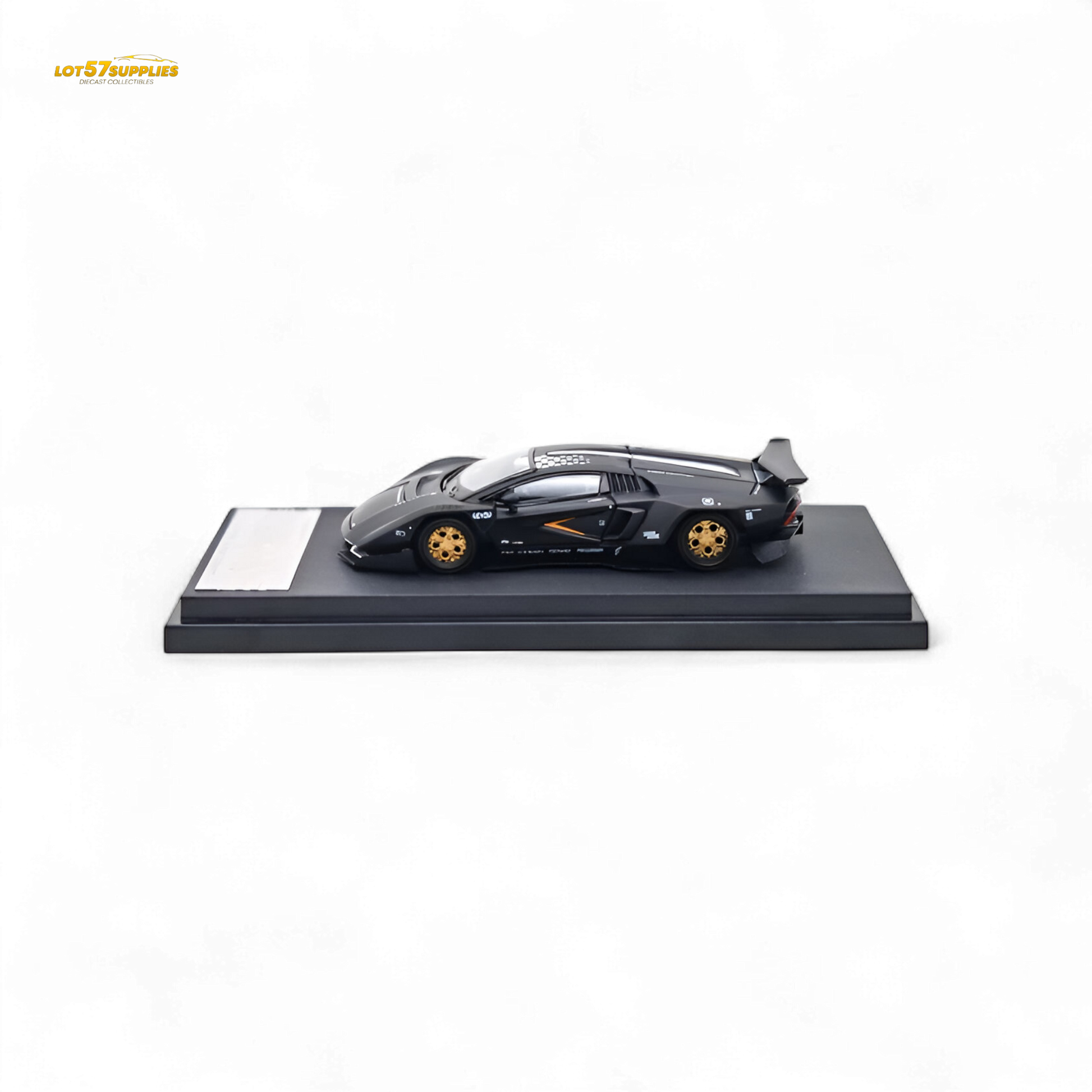 Black Lamborghini Countach diecast model by TimeMicro, detailed 1:64 scale collectible from Lot57Supplies Diecast Shop.