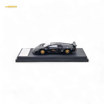 Black Lamborghini Countach diecast model by TimeMicro, detailed 1:64 scale collectible from Lot57Supplies Diecast Shop.