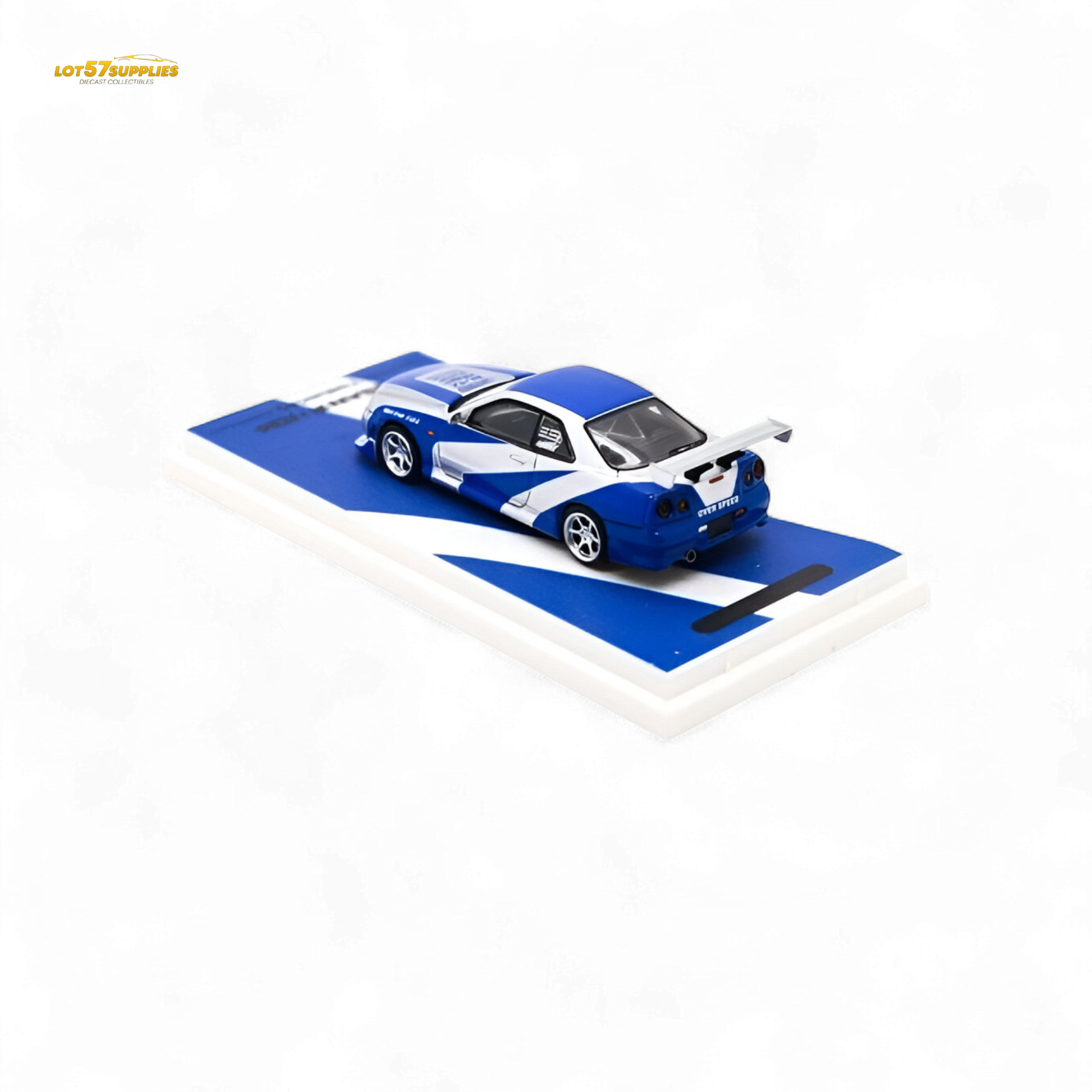 TimeMicro Skyline GT-R R34 Blue Silver 1:64 - Evergreen Kings