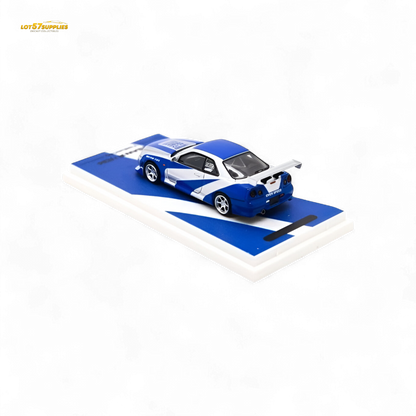 TimeMicro Skyline GT-R R34 Blue Silver 1:64 - Evergreen Kings
