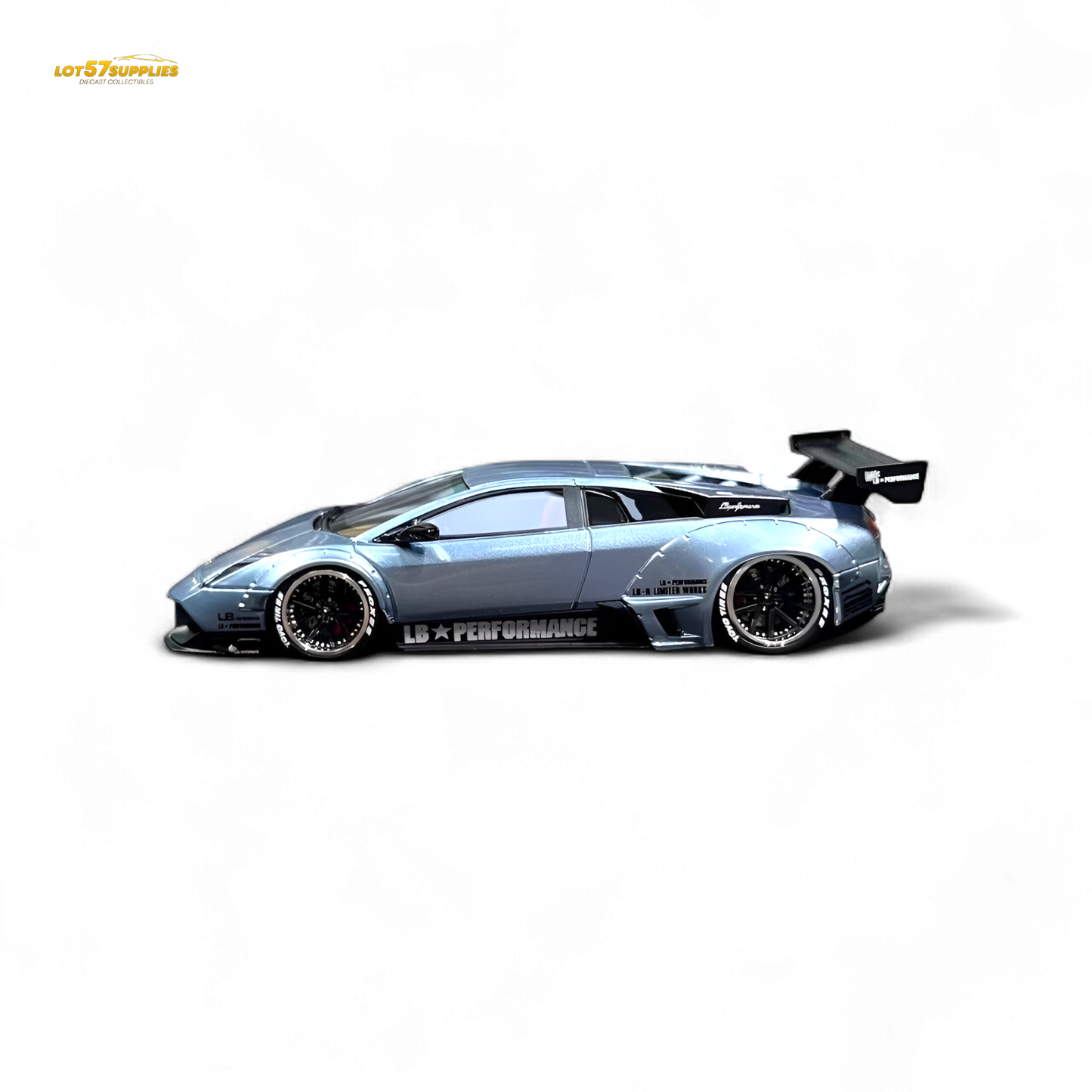 Ice blue Lamborghini Murcielago LBWK diecast model in 1:64 scale, detailed Lamborghini car from Lot57Supplies Diecast Shop.
