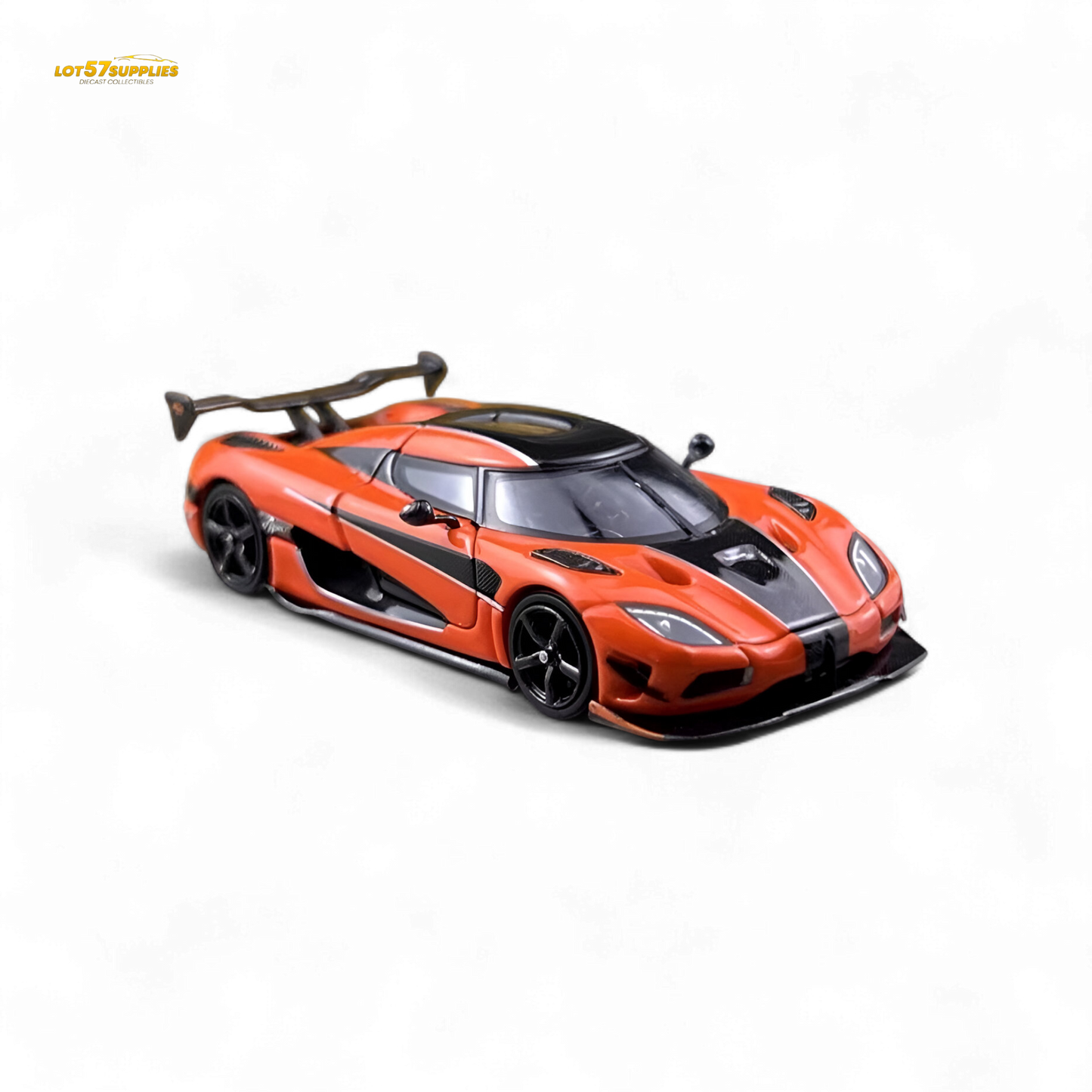 Orange Pagani Focal Horizon Agera RS diecast model car in 1:64 scale, detailed miniature collectible by Lot57Supplies Diecast Shop.