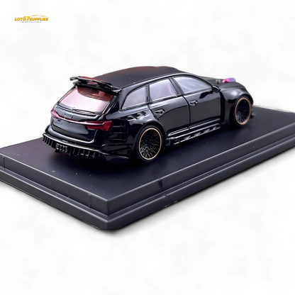 Metallic black Audi RS6 Wagon diecast model in 1:64 scale, detailed miniature car from Lot57Supplies Diecast Shop.