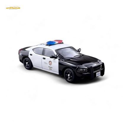 Dodge Dodge Charger 2006 LAPD police car diecast model in 1:64 scale, blue and white with police decals from Lot57Supplies Diecast Shop