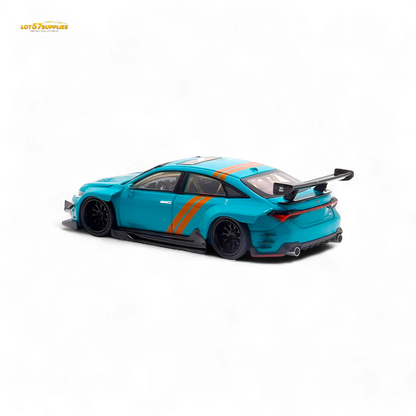 Green LMF Toyota Avalon diecast model in modified concept livery, 1:64 scale, showcasing detailed Toyota branding and custom design.