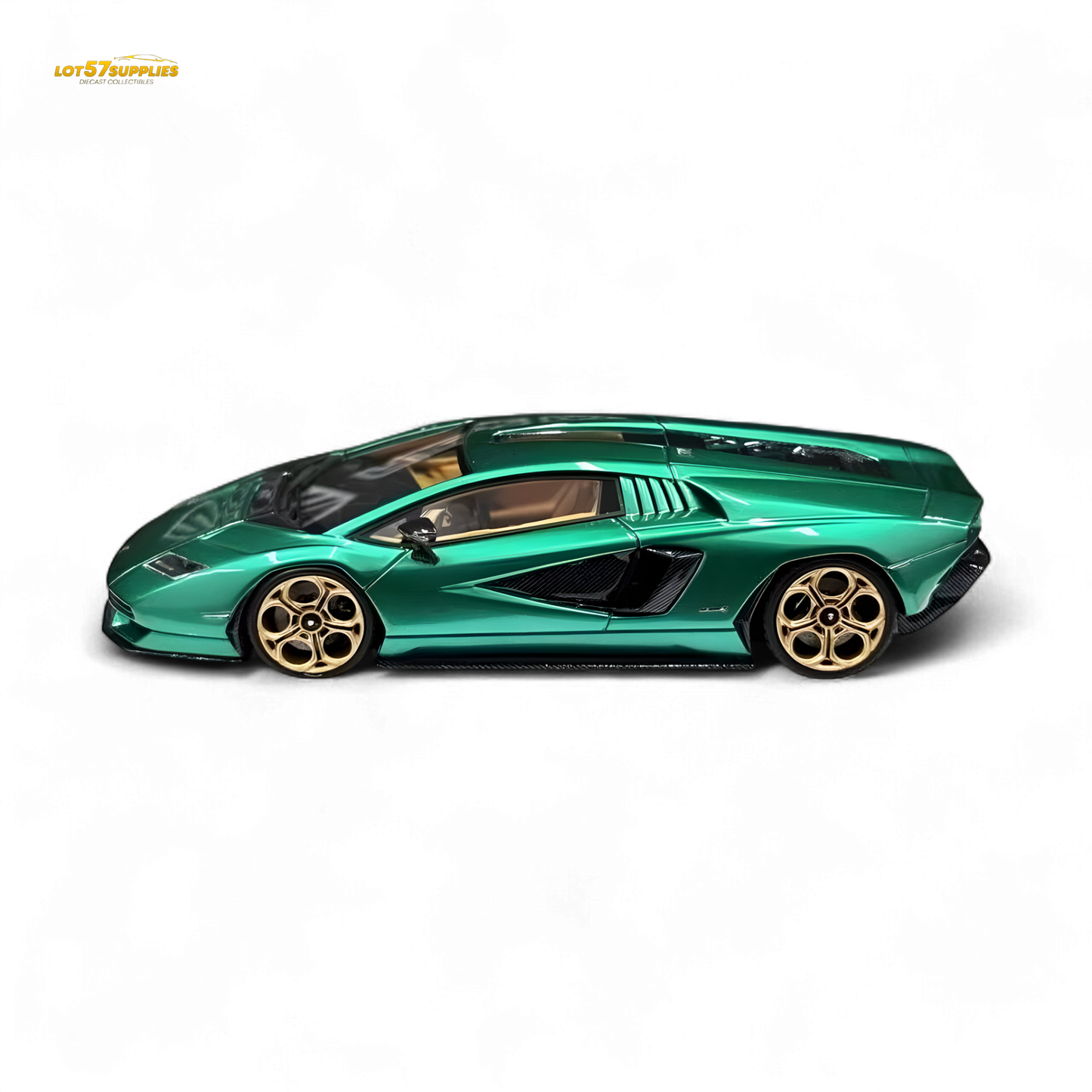 Diecast Lamborghini Countach LPI 800-4 Verde Arbete model by Lot57Supplies, detailed 1:64 scale Lamborghini toy car.