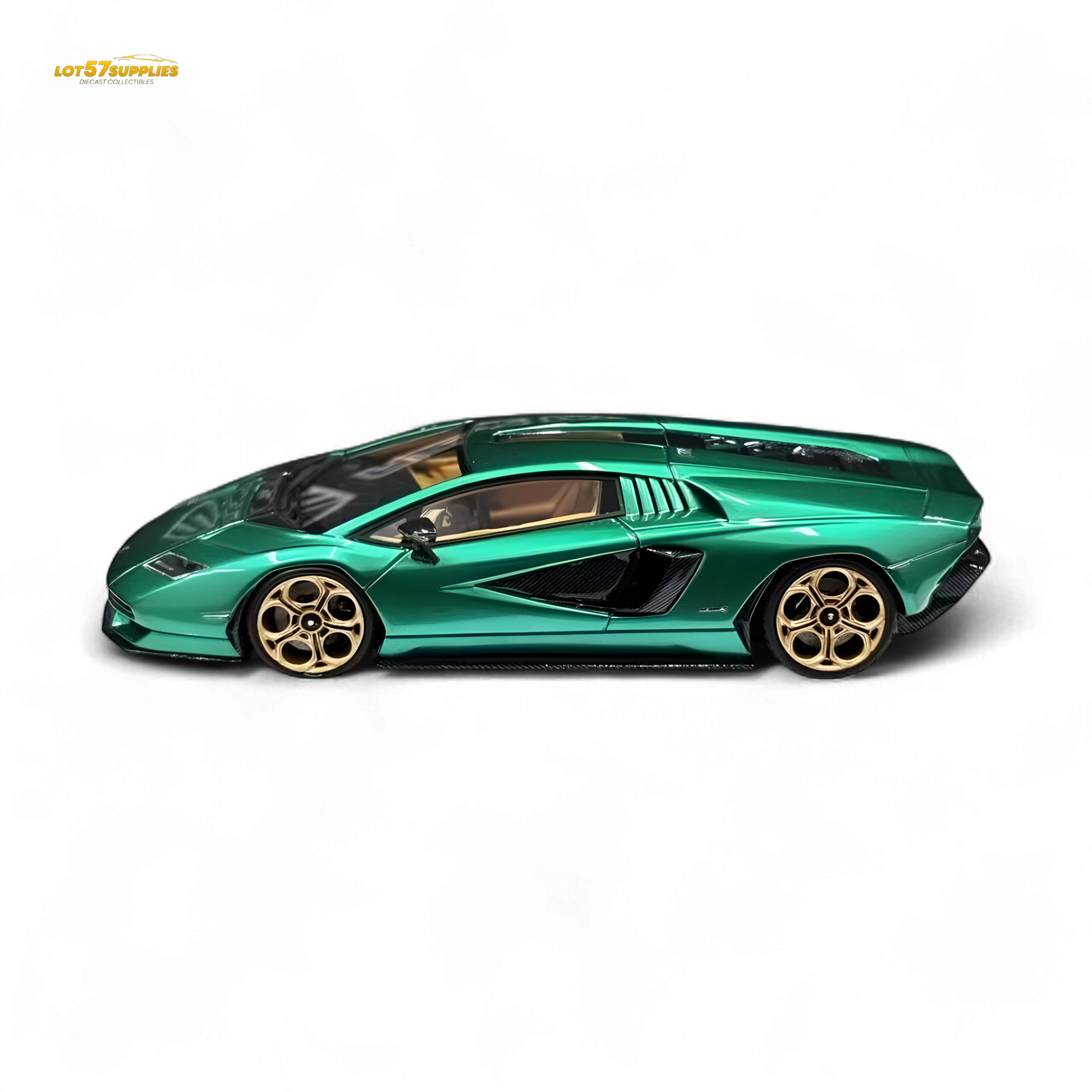 Diecast Lamborghini Countach LPI 800-4 Verde Arbete model by Lot57Supplies, detailed 1:64 scale Lamborghini toy car.